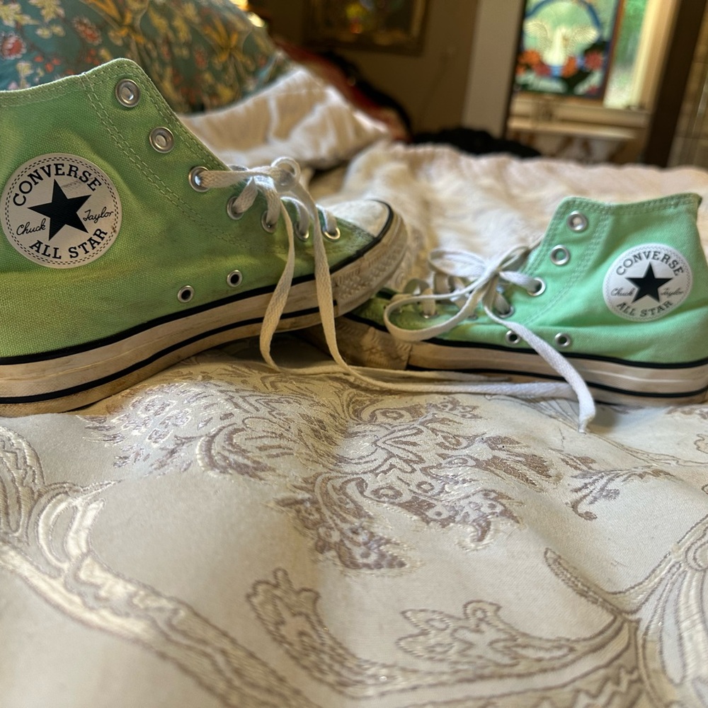 Converse Green High-Top Sneakers Canvas Lace-Up size 8 women’s/size 6 in men’s - Picture 6 of 11
